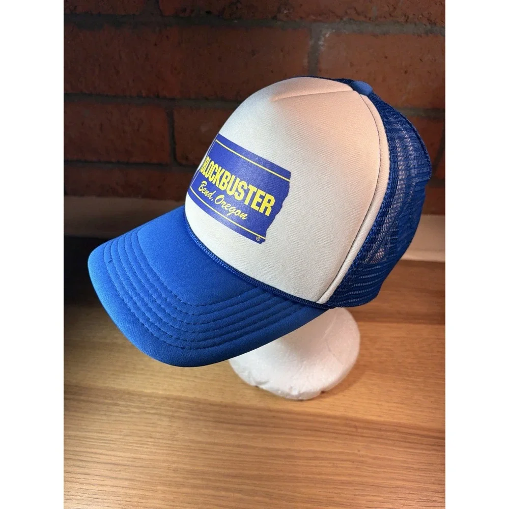 Vintage Blockbuster Video Hat Trucker Cap 80s Mesh Snap Back Royal Blue Oregon